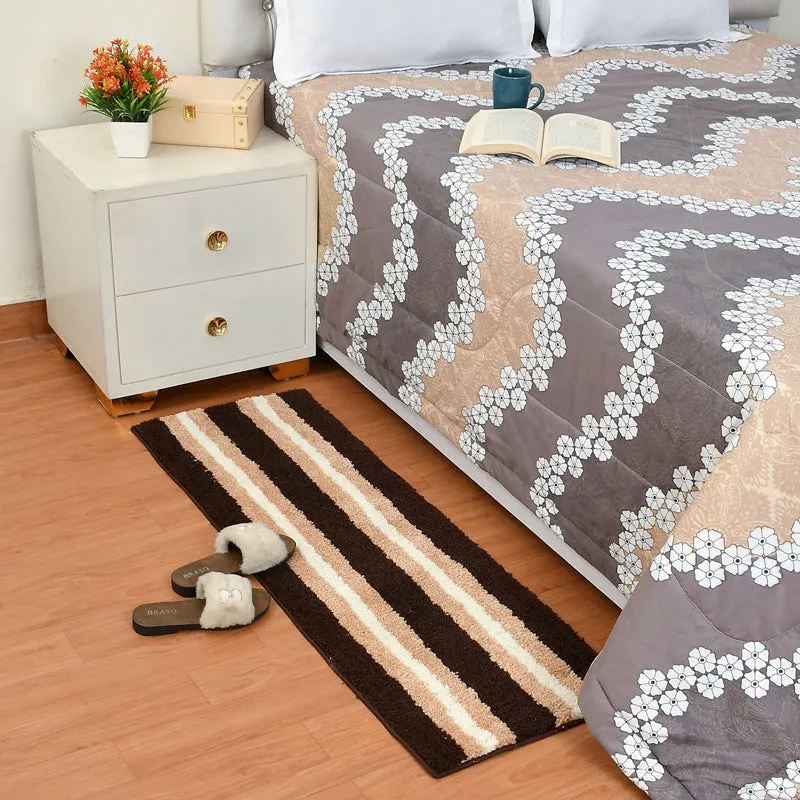 Striata Micro Fiber Runner Rug - Brown & Beige media 3