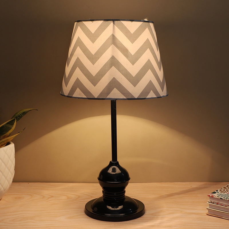 Chevron Light Griff Printed Metal Table Lamp - Grey,White,Black