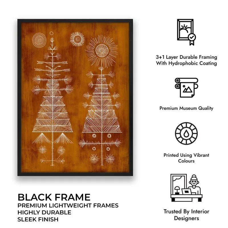 FolkHaven Warli Inspired Canvas Wall Painting With Black Frame media 10