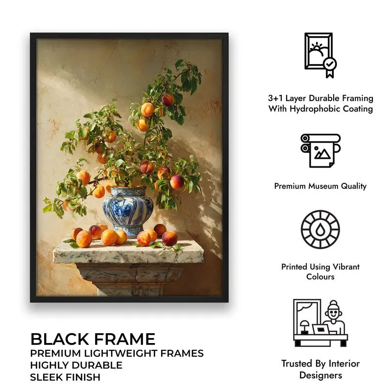 Pedestal Peach Canvas Wall Painting - Black Frame media 9