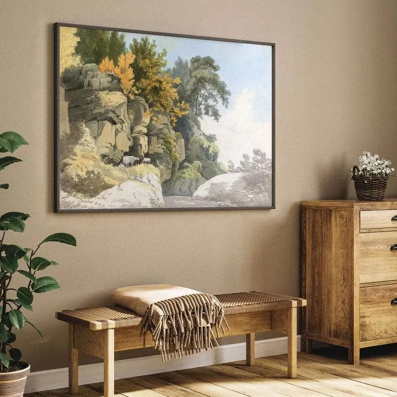Stream In The Woods Canvas Wall Painting - Black Frame media 5