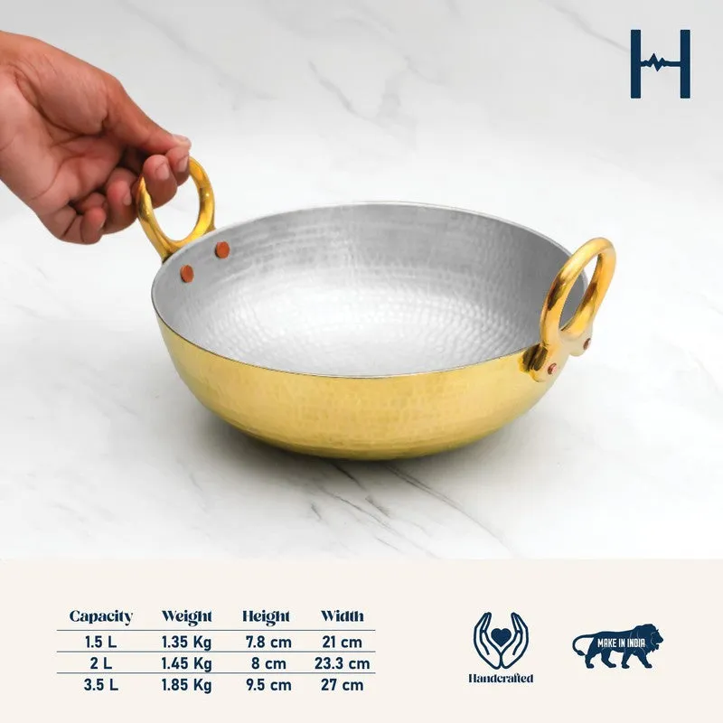 Aurelia Glossy Brass Kadhai - 1500 mL media 12