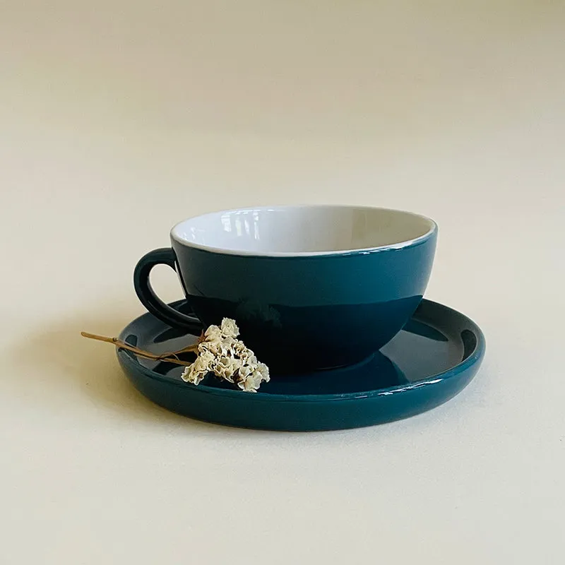 Elegant Green Ceramic Cup & Saucer (320 mL) - Two Piece Set media 1