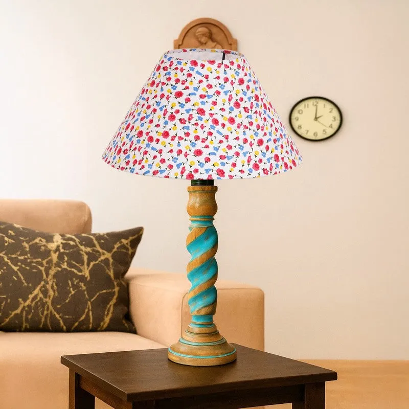 Elara Arin Floral Wooden Table Lamp - Multicolor media 4