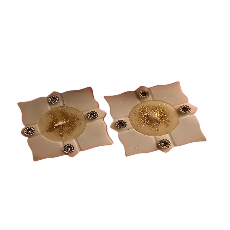 Auspicious Shine Tea Light Set (Off White) - Set Of Two media 3