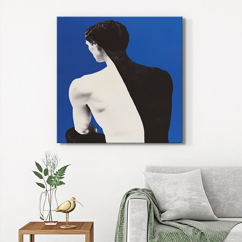 Black & White Man Silhouette Wall Painting