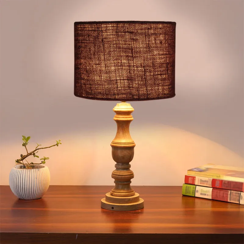 Sienna I Carve Wooden Table Lamp - Brown media 2