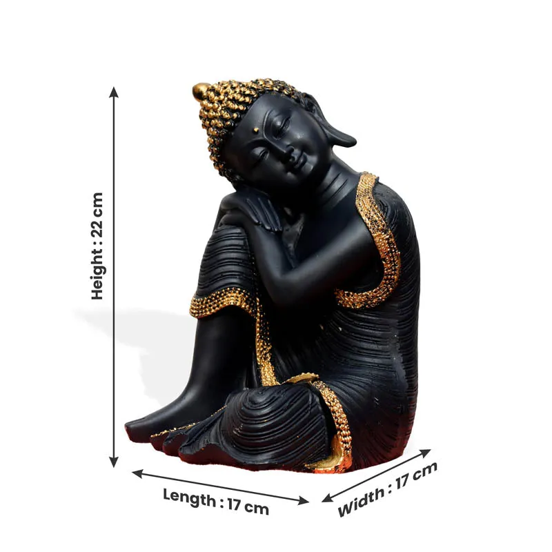 Zen Resting Buddha Showpiece - Black & Gold media 6