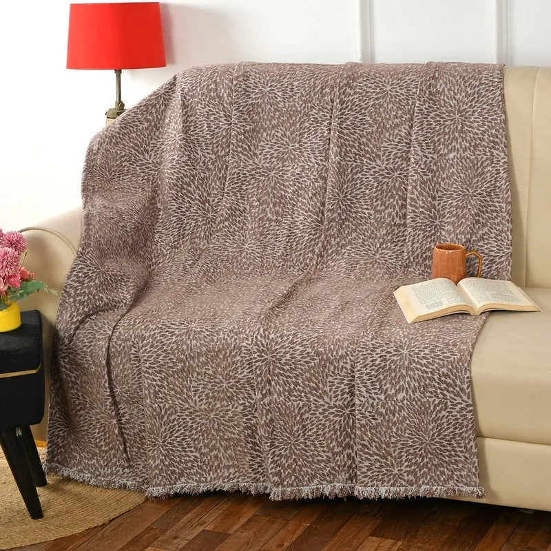 Petalray Abstract Cotton Throws - Brown media 1