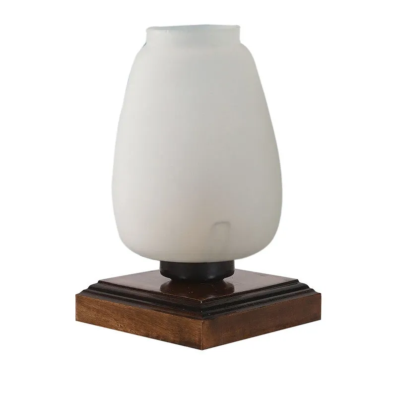 Auriora Glass Table Lamp With Wooden Base - White media 5