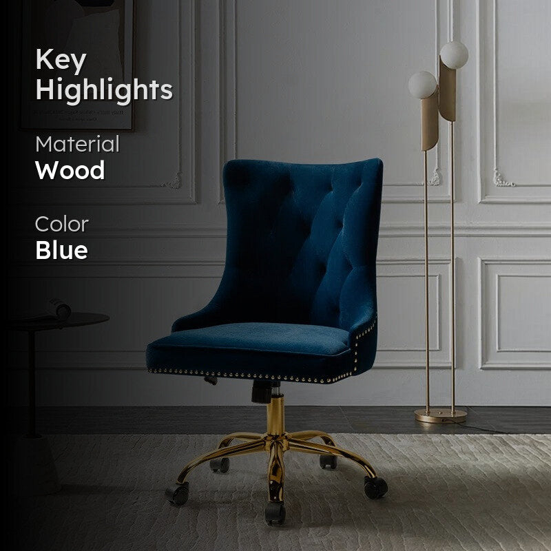 Seatra Neem Wood Office Chair - Dark Blue media 2