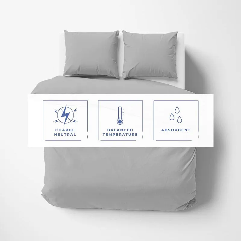 Elisima 100% Cotton Satin Weave Solid Duvet Cover - Grey media 5