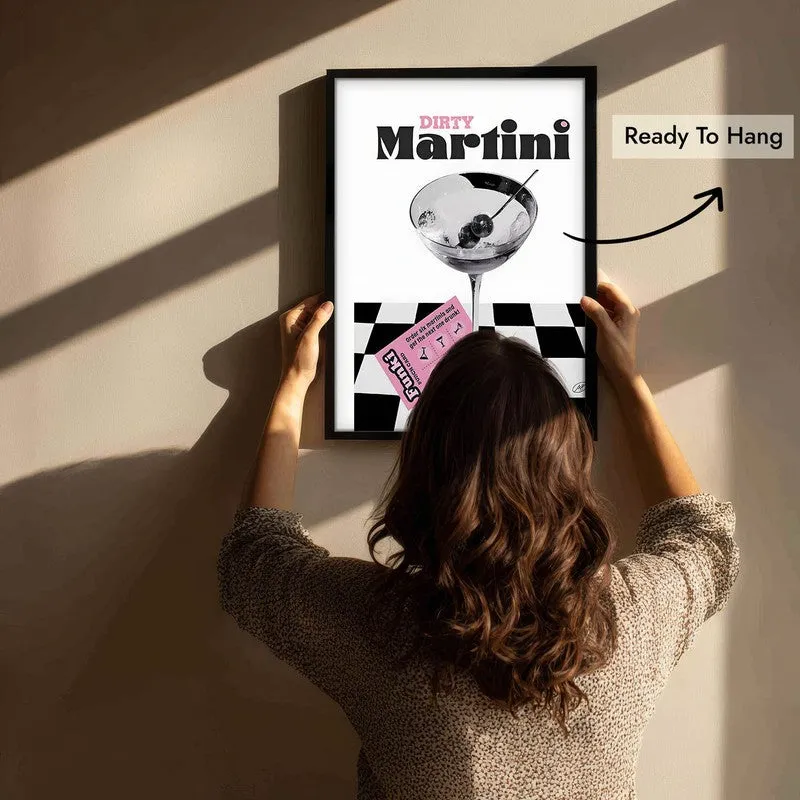 Checks Martini Archival Canvas Wall Art - Black media 6