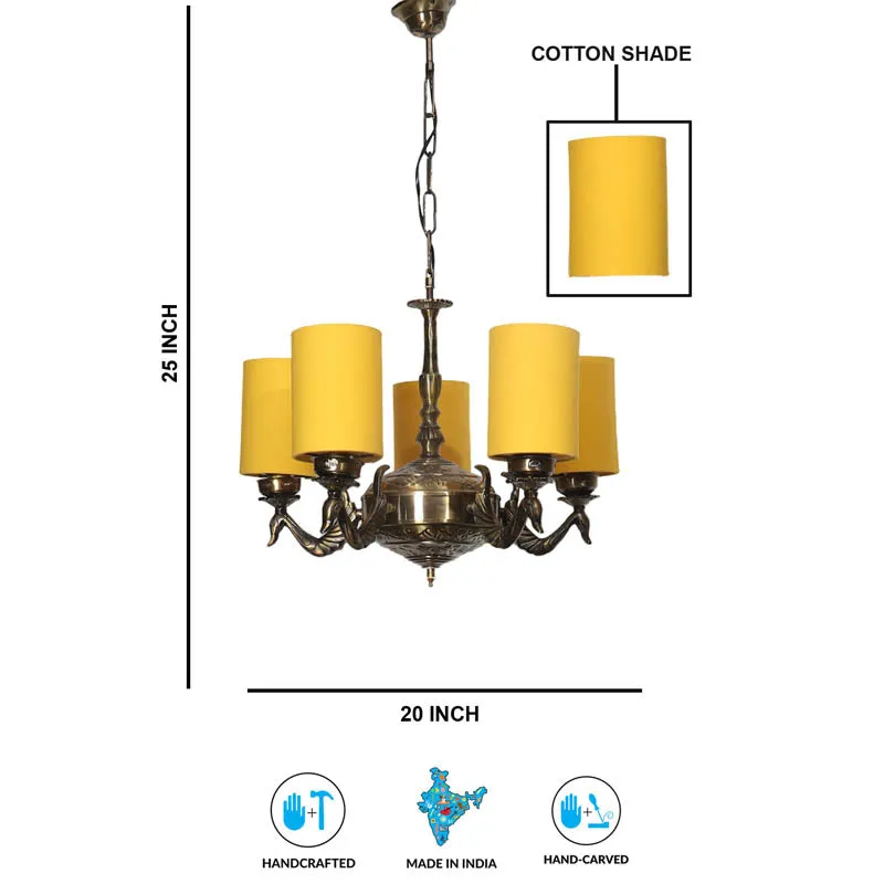Niva Cylindrical Golden Antique Ceiling Lamp media 6