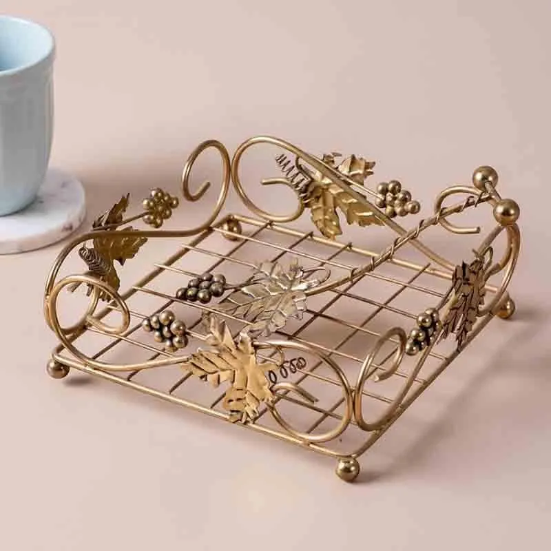 Elegant Gold Leaf Stainless Steel Tissue Holder media 1