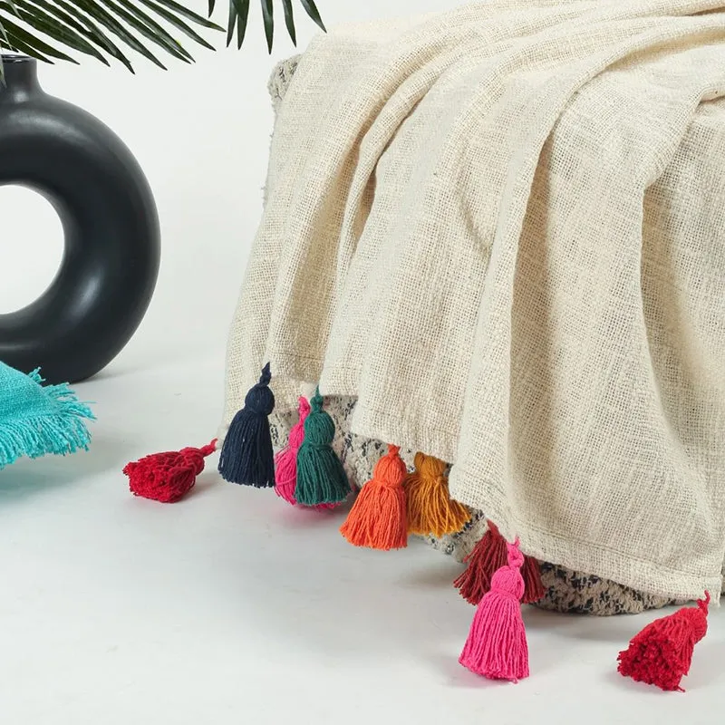 Tassura Tasselled Cotton Throw - Multicolor media 3