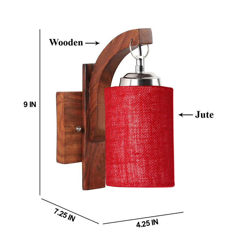 Forma Cylindrical Fabric & Wooden Wall Lamp - Maroon media 5