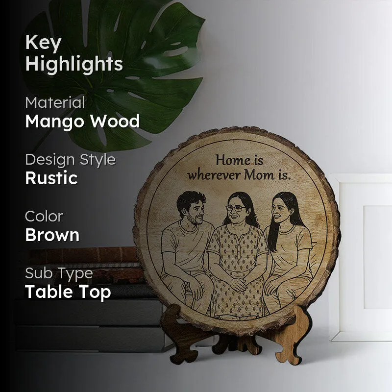 Home Is Mom Wood Showpiece - Round media 2
