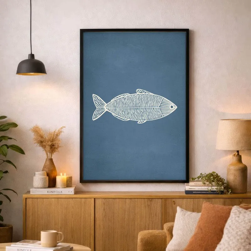Minimal Fish Artwork Canvas Wall Painting With Black Frame media 9