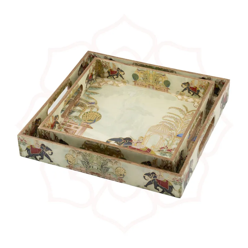 Raj Gaj Square Serving Tray - Set Of Two media 4