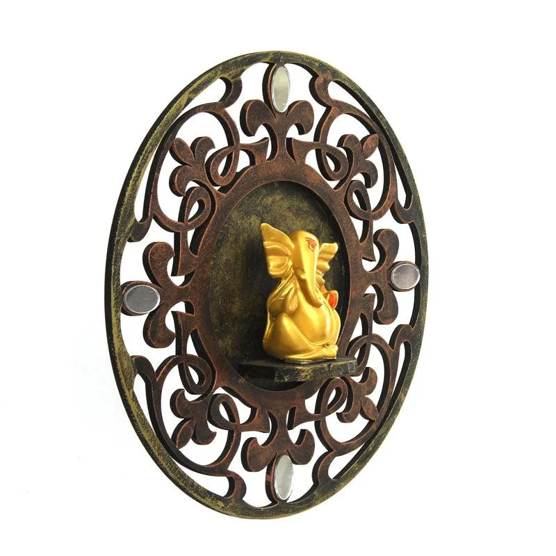 Ganesha Flora Religious Wooden Wall Accent media 6
