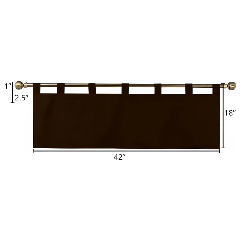 Tab Tale Flat Curtain Valance (Cocoa Brown) - Set Of Two - 8