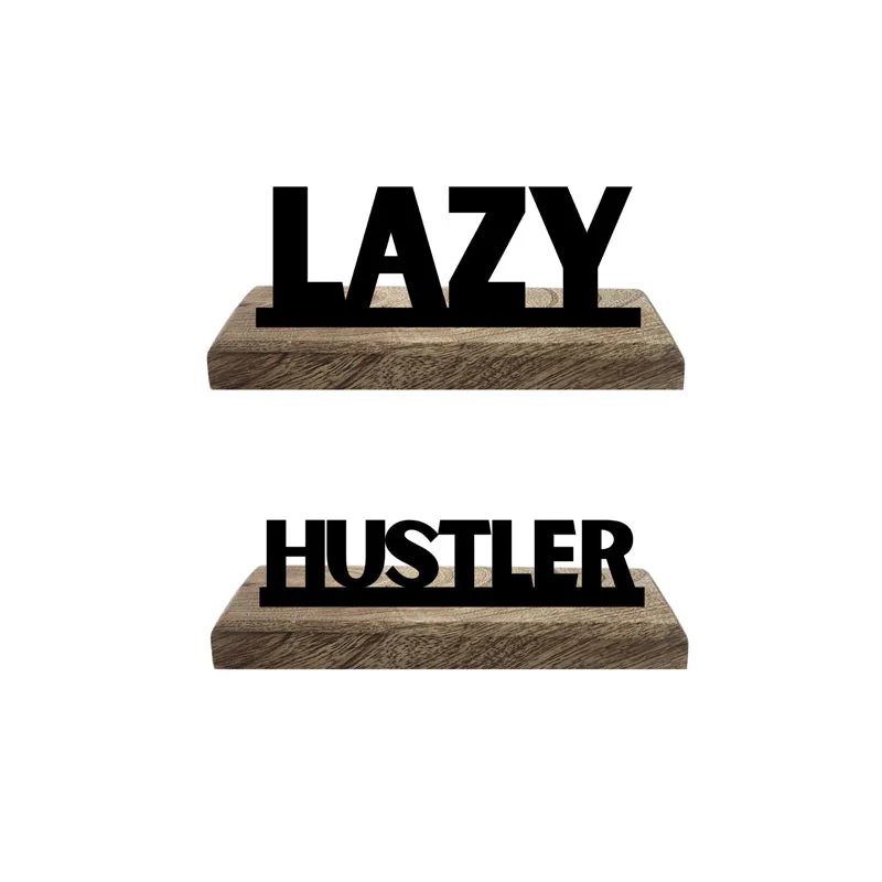 Lazy & Hustler Typography Showpiece - Set Of Two media 4
