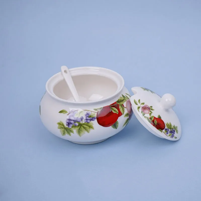 Nasi 4-Piece Ceramic Floral Condiment Set in Red media 3