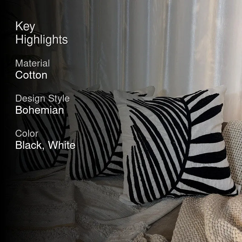 Noir Botanica Tufted Cushion Cover (Black & White) - Set Of Three media 2
