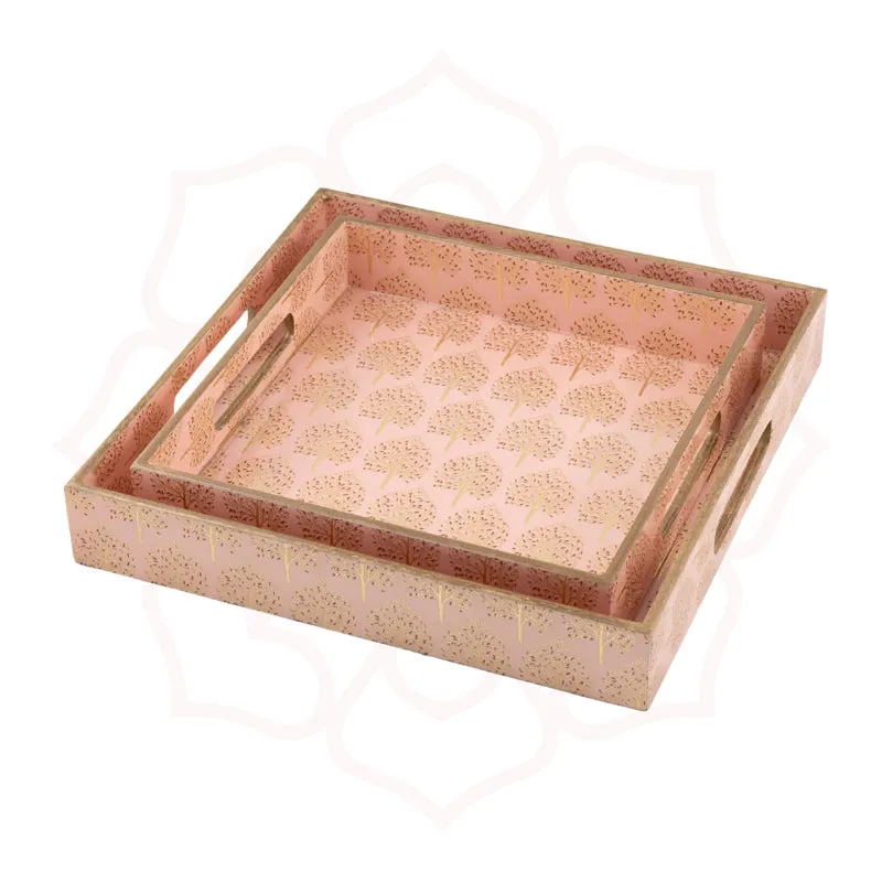 Pink Canopy Square Seving Tray - Set Of Two media 4