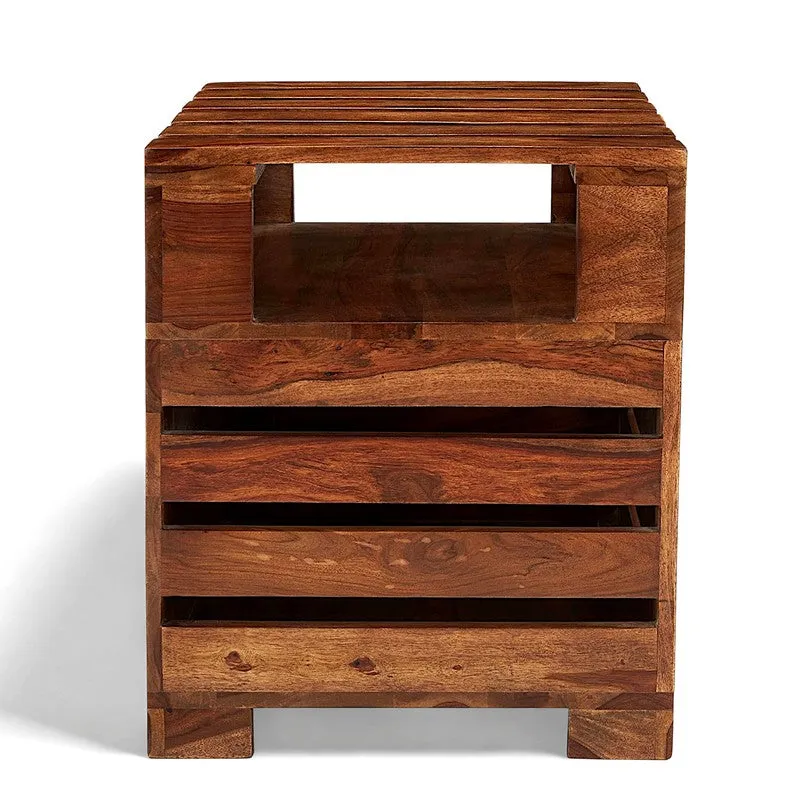 Wverix Sheesham Wooden Side & Bedside Table - Brown media 6