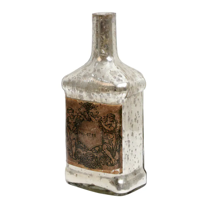 Side angle of brown speckled glass bottle vase
