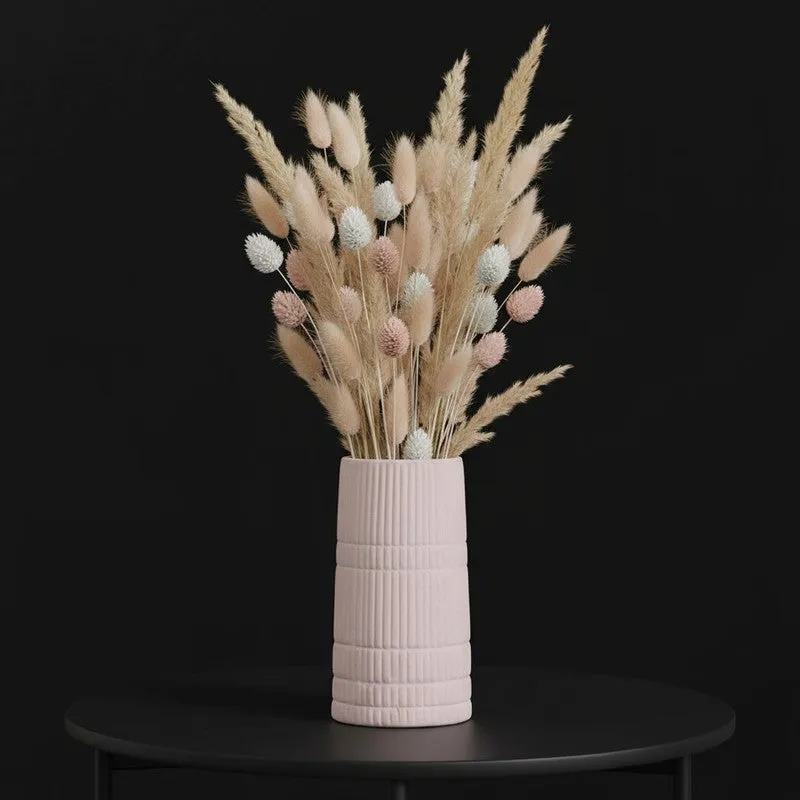Blush Ribbed Ceramic Vase media 7