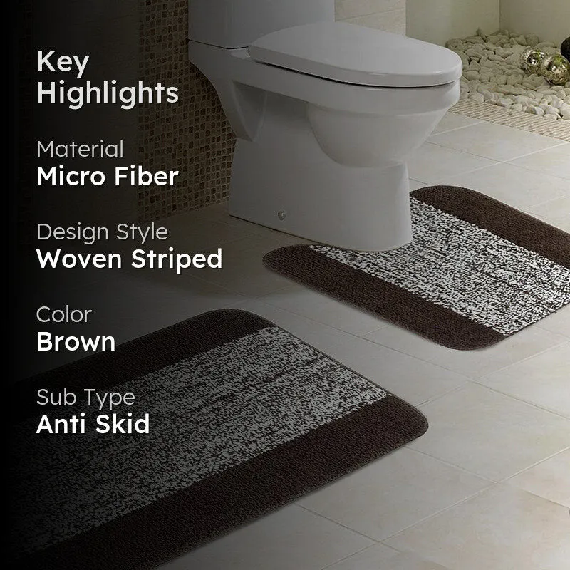 Marvis Anti Skid Bath Mat & Contour Mat (Brown)- Eight Piece Set media 2