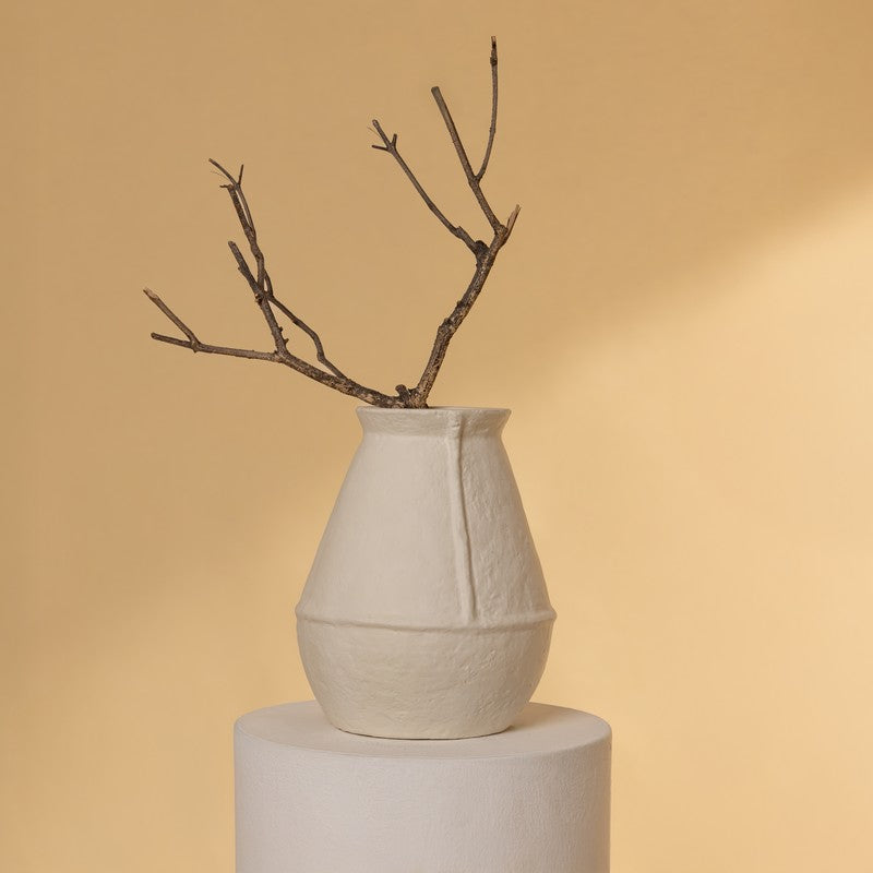Fig Living Paper Mache Vase - 004 (Off- White) media 4