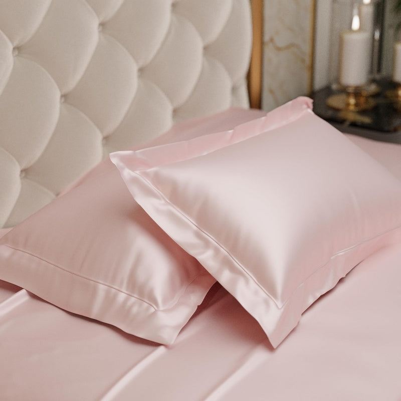 Silkara Satin Pillow Cover (Pink) - Set of Two