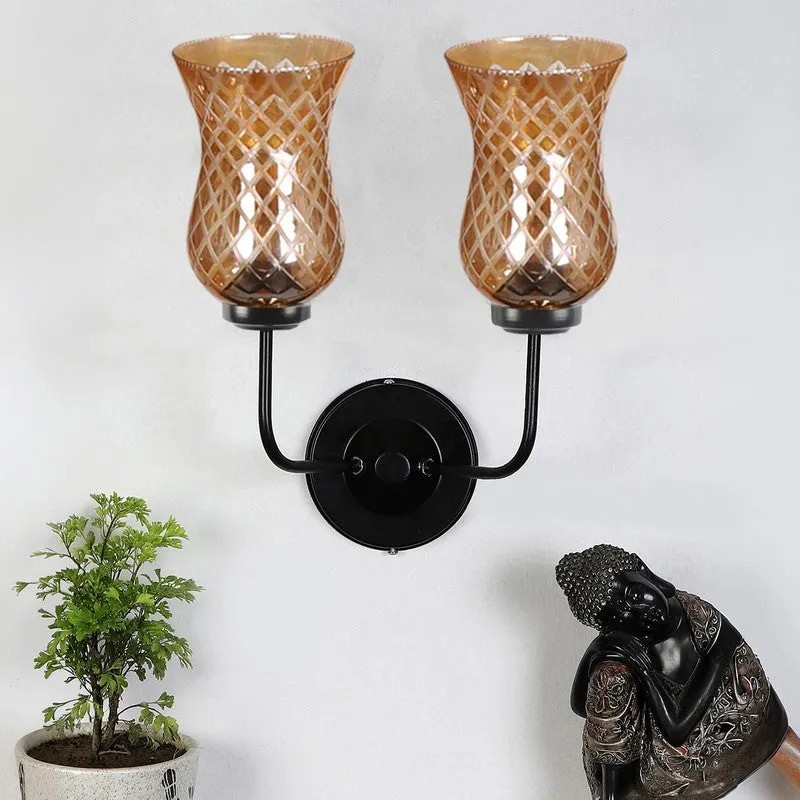 Honey Glow Dual Base Glass Wall Lamp media 3