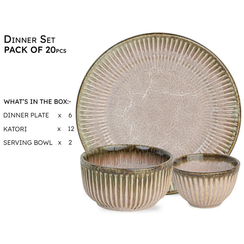 Mintora Pink Ceramic Dinner Set - 20 Piece Set media 5