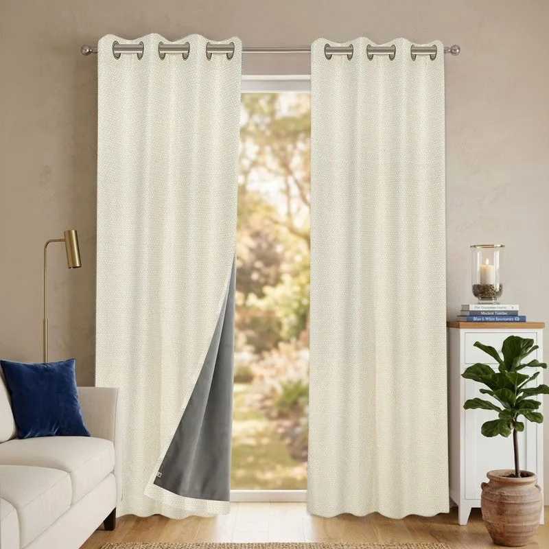 Form Ease Cotton Blackout Curtains (Ivory) - Set Of Two media 4