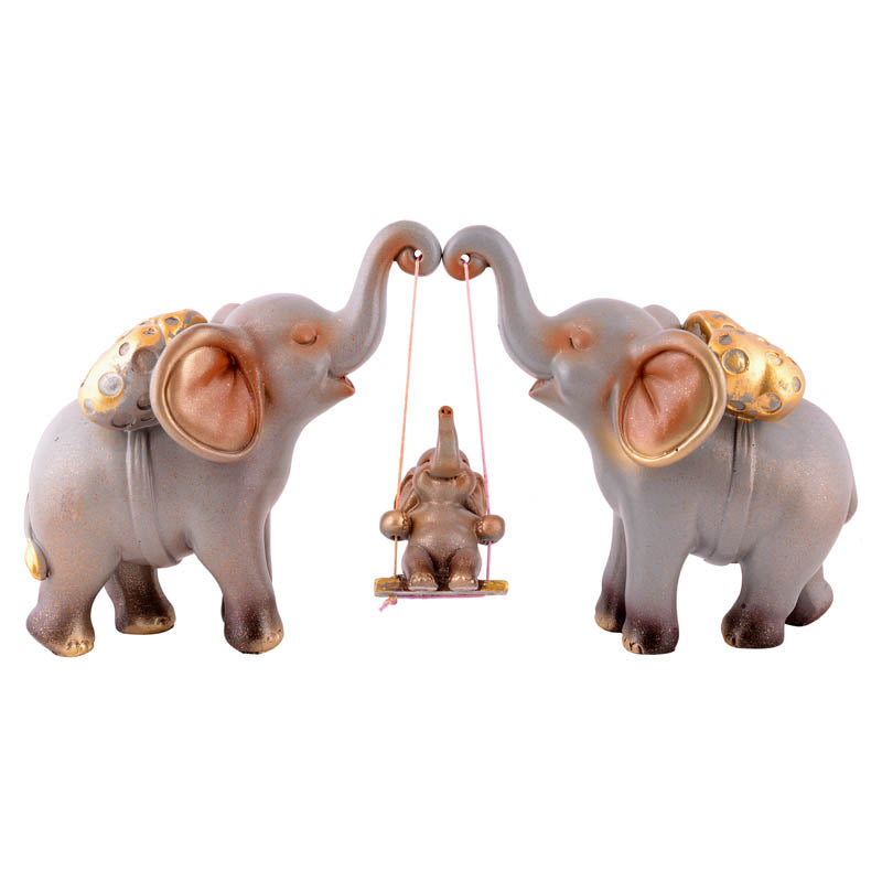 Tiny Tuskers Painted Polyresin Show Piece - Grey media 3