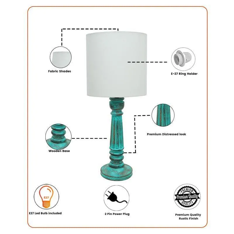 Niyokta Fabric Table Lamp - White,Blue media 6