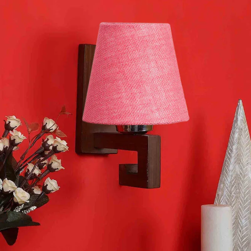 Rosy Conical Wooden Wall Lamp media 3