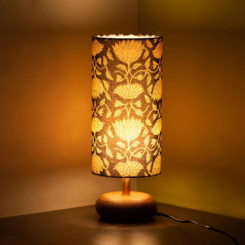 Tamalika Handcrafted Mango Wood Table Lamp - Brown media 1
