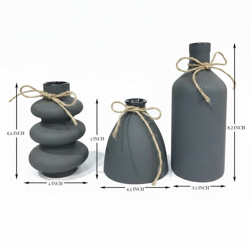 Noira Modern Matte Ceramic Vase(Black) - Set Of Three media 9