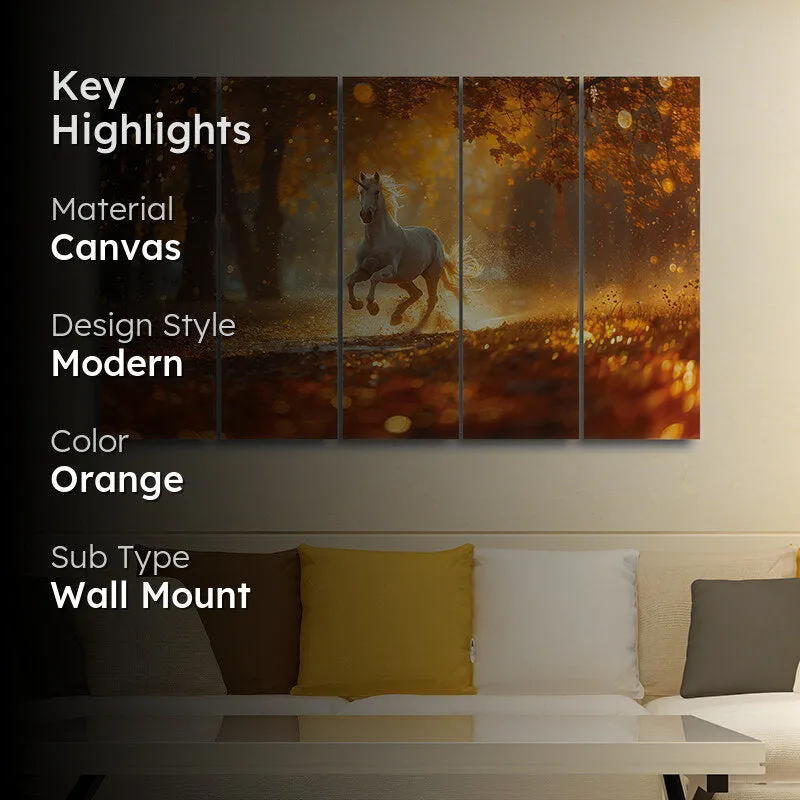 Golden Hour Gallop Canvas Wall Art - Set Of Five media 2