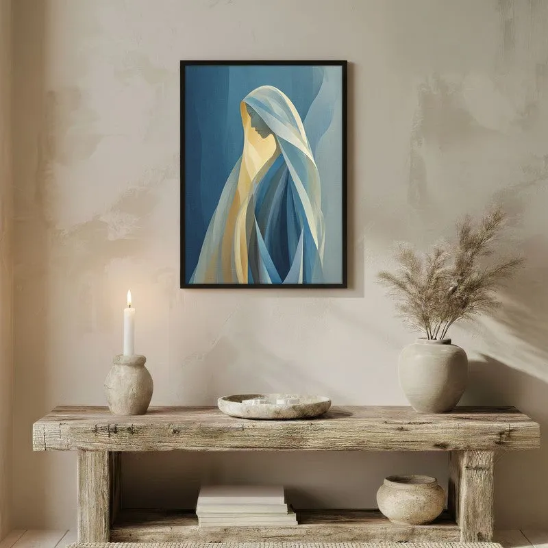 Holy Mary In Serene Devotion Archival Paper Wall Painting With Black Frame media 3