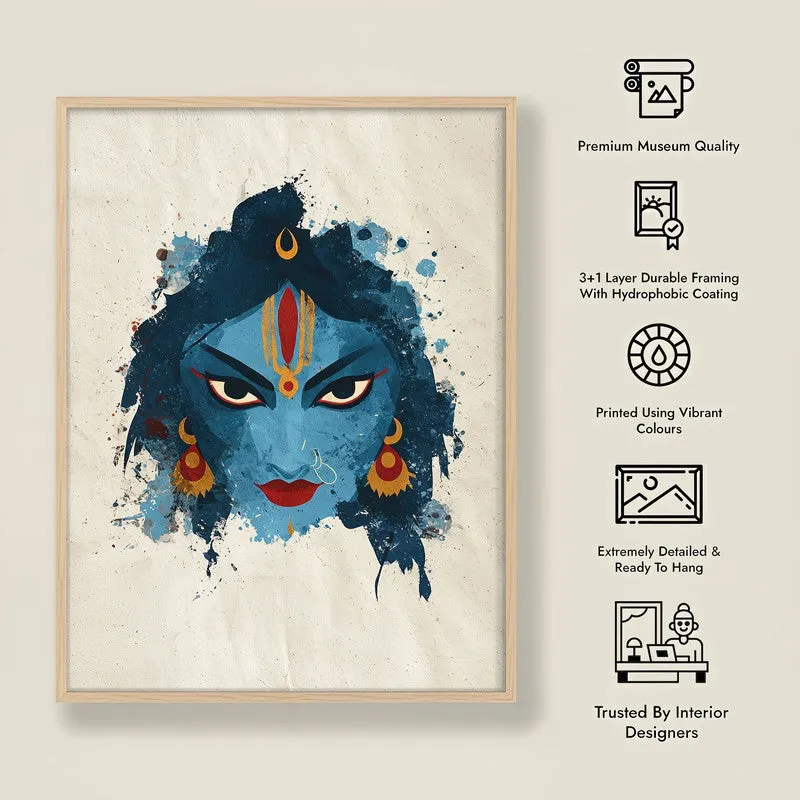 Maa Kali Divine Archival Paper Wall Art - Natural Brown Frame media 8