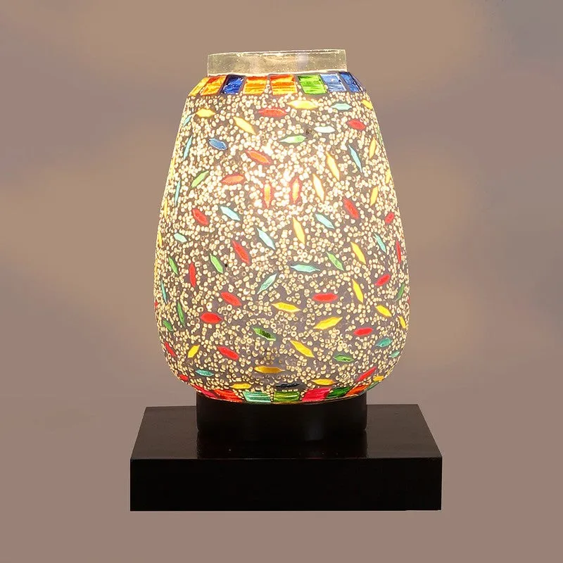 Vibrora Mosaic Glass Table Lamp With Wooden Base - Multicolor media 7