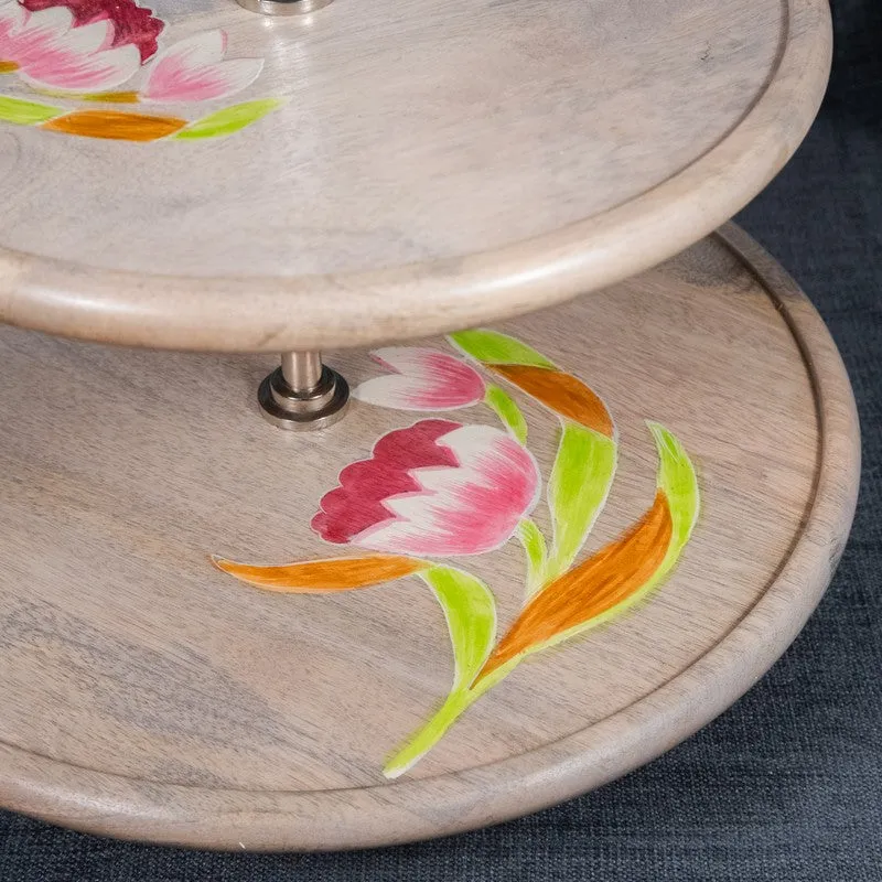 Padma Grace Lotus Wooden Two-Tier Cake Stand media 6