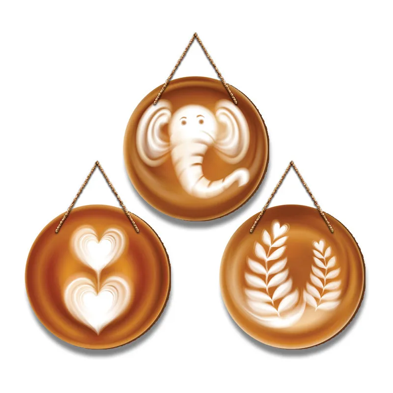 Coffee Doodles Wood MDF Wall Hanging - Set Of Three media 3